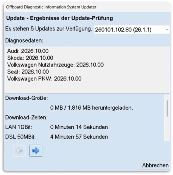 VW ODIS Updates vorhanden